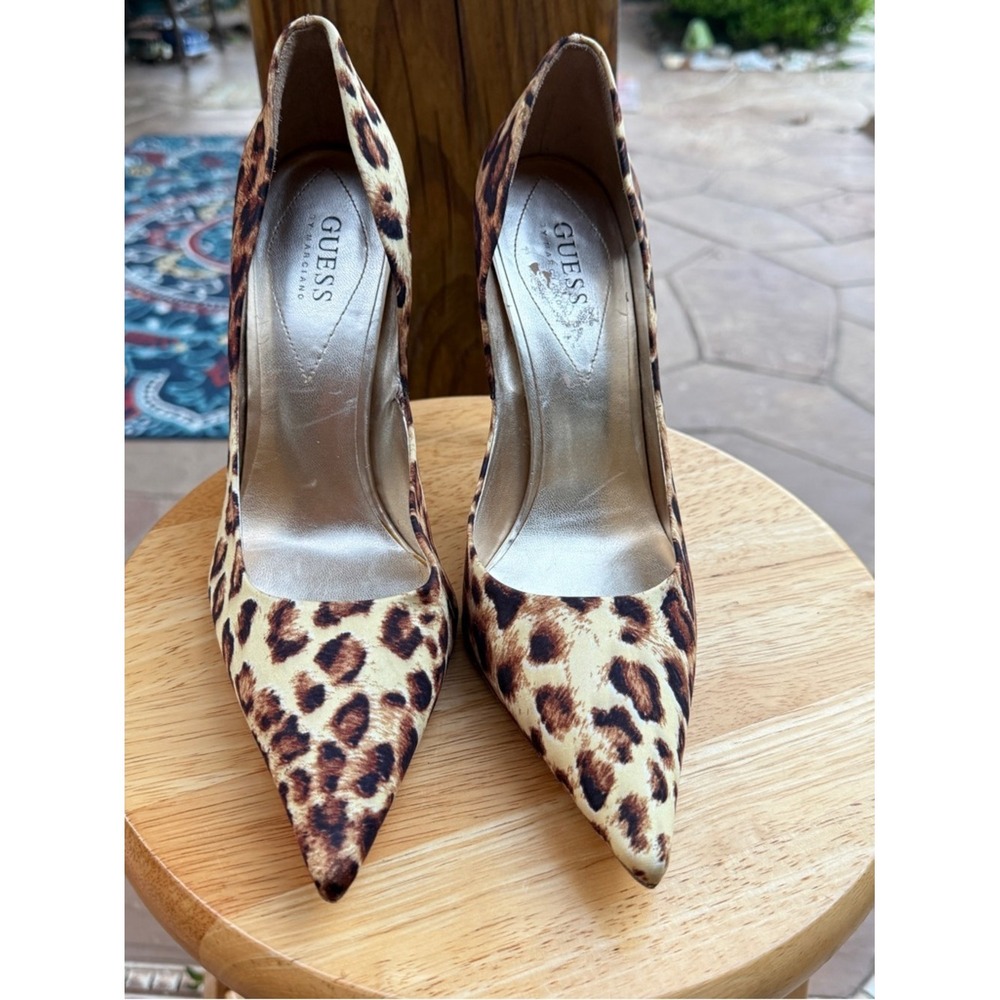 GUESS Leopard-Print Pointed Toe Pumps in Brown and Black - Picture 2 of 13